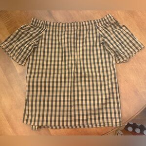 Lafayette 148 New York Plaid Top in Black and Tan